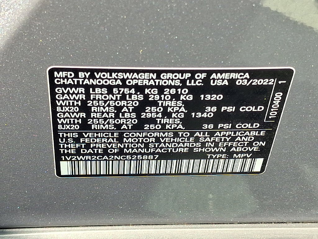 2022 Volkswagen Atlas 3.6L V6 SE w/Technology