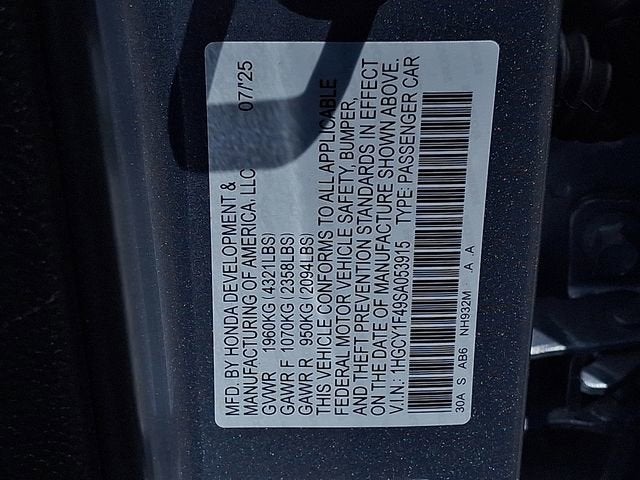 2025 Honda Accord Sedan SE