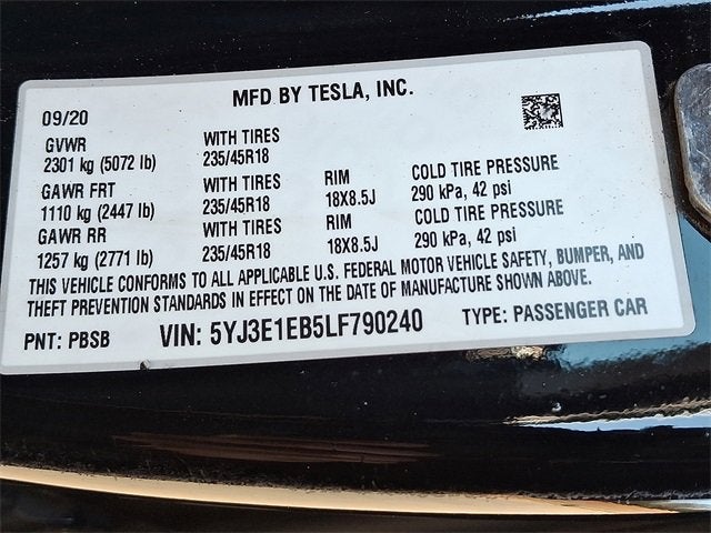 2020 Tesla Model 3 Long Range