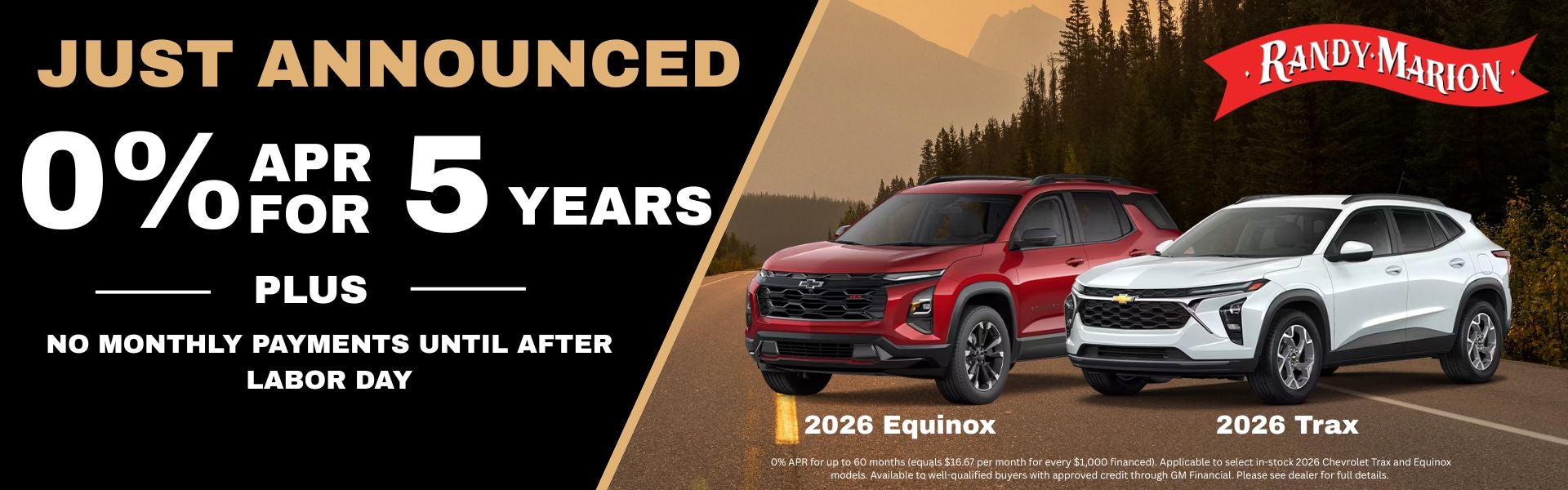 Just Announced - 0% for 5 Years On 2026 Equinox and Trax