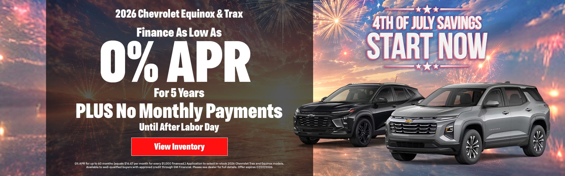 0% APR on New Trax and Equinox