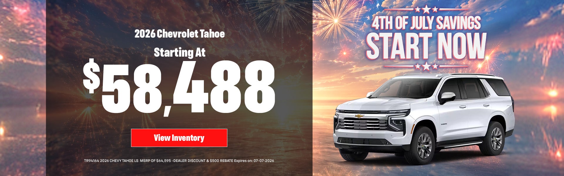 2026 Tahoe Starting At $58,488